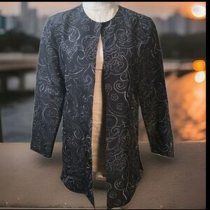 Jacket  Floral Chico's Silk Embroidered Duster Jacket Size 1 (Medium
